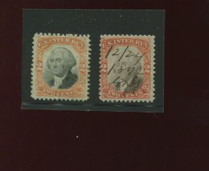 Scott R135a Vermillion & Black ERROR Revenue Used Stamp  (Stock R135-B1)