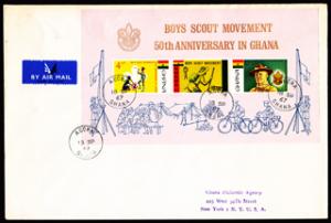 GHANA  SC#310a 1967 50th Anniversary of Ghana Scouting S/S FDC