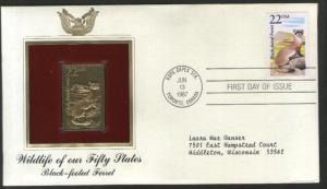 USA 1987 Black Footed Ferret Wildlife Animal Gold Replicas Cover Sc 2333 # 049