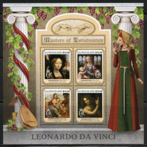 SOLOMON ISLANDS  2017 MASTERS OF RENAISSANCE LEONARDO da VINCI SHEET  MINT NH