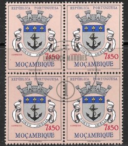 MOZAMBIQUE 1961 7.50e ARMS Issue Block of 4 Sc 420 CTO Used