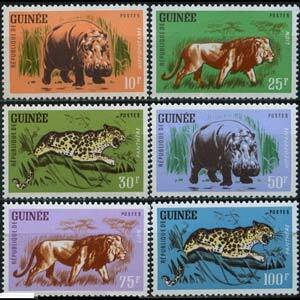 GUINEA 1962 - Scott# 248-53 Animals Set of 6 NH