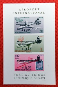 ZAYIX - 1960 Haiti C176a MNH souvenir sheet / Scouts ovpt on Intl Airport