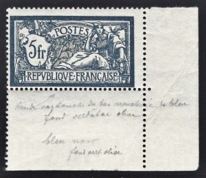 France #130 Liberty and Peace (1900) OG NH bottom right corner single, Fine