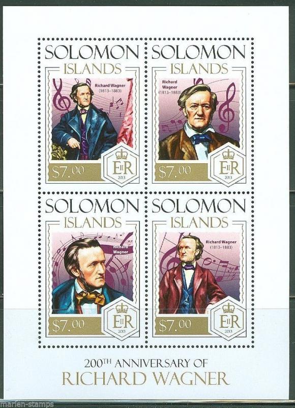 SOLOMON ISLANDS  2013  200th BIRTH ANNIVERSARY RICHARD WAGNER  SHEET  MINT NH