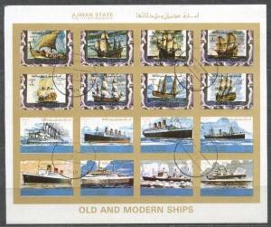 AJMAN SHEET IMPERF USED SHIPS