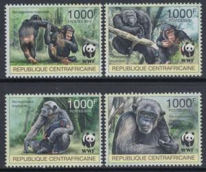 XG-AM095 CENTRAL AFRICAN - Wwf, 2012 Wild Animals, Chimpanzee MNH Set