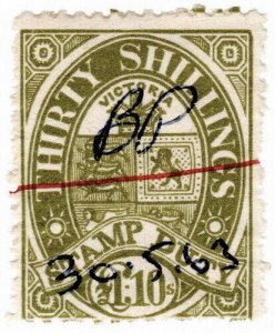 (I.B) Australia - Victoria Revenue : Stamp Duty £1 10/- (1909)