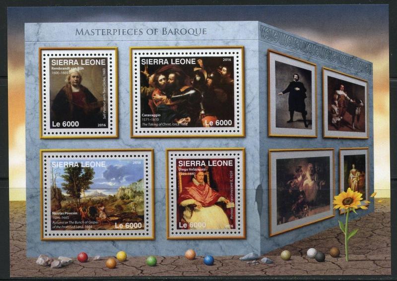 SIERRA LEONE 2016 MASTERPIECES OF BAROQUE  SHEET MINT NEVER HINGED