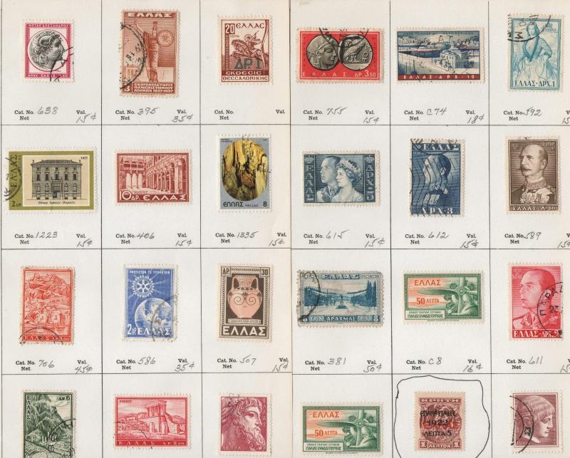 GREECE Used/Mint hinged on dealer pages (24 Stamps) -x36