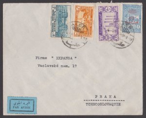 SYRIA - 1947 AIR MAIL ENVELOPE TO CZECHOSLOVAKIA WITH STAMPS