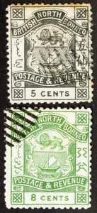 North Borneo Stamps # 11+12 Used VF Scott Value $100.00