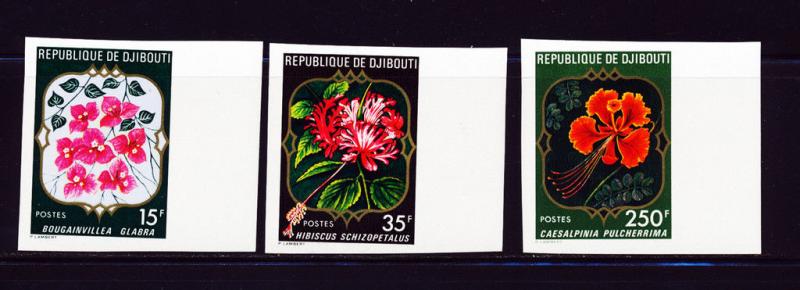 DJIBOUTI 1978 FLOWERS  MARGIN IMPERF SET SCOTT 477-79