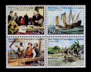 U.S. STAMP Sc# 2620-23 MNH 1992 Columbus Block of 4 + Postal Society FDC