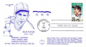 DBC Cachet Rick Ferrell HOF 1st Day #2417 Lou Gehrig Baseball 1989