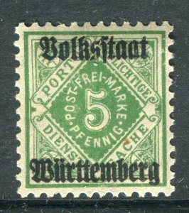 WURTTEMBERG;  1919 Official VOLKSSTAAT Optd. mint hinged 5pf. SP-245353
