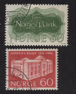 Norway  #492-493  1966   canelled  bank of Norway  bank note