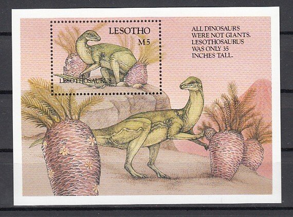 Lesotho, Scott cat. 916. Small Dinosaur on a s/sheet. ^