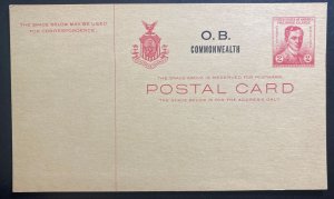 Mint Philippines Commonwealth Postal Stationery Postcard OB Overprints 2 Cents