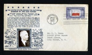 # 909 First Day Cover addressed with Crosby cachet Washington, DC 6-22-1943- #1