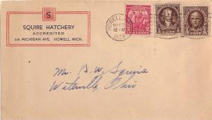 United States Michigan Howell 1933 machine  Salmon and blue Illustrated corne...