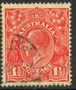 AUSTRALIA 1914-24 1 1/2d Scarlet KGV Portrait Issue Sc 26 VFU