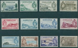 Gibraltar 1953 SG145-156 QEII scenes set of 12 to 5/- MLH