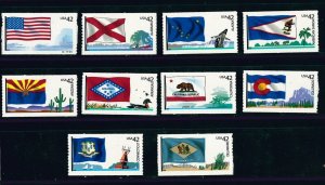 US Scott #  4273 - 4282  / 2008 Flags Of Our Nation Set of Singles MNH