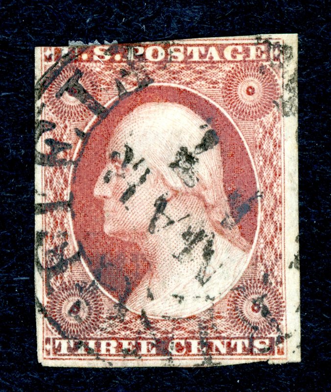 US #11 1855 3c George Washington. Used Fine.