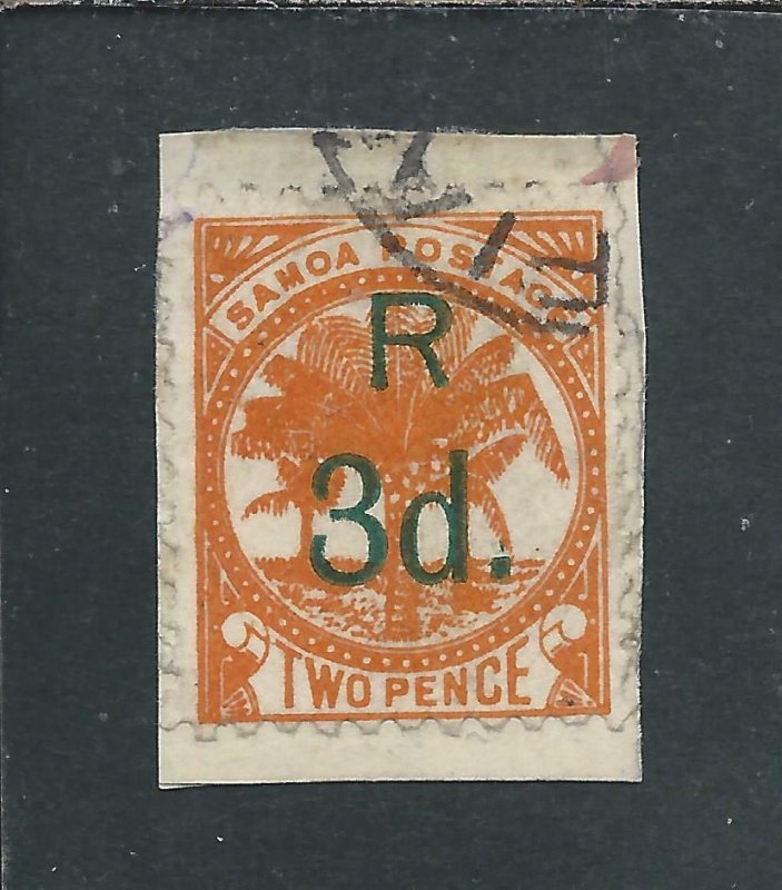 SAMOA 1895-1900 3d on 2d RED-ORANGE FU ON PIECE SG 80 CAT £130