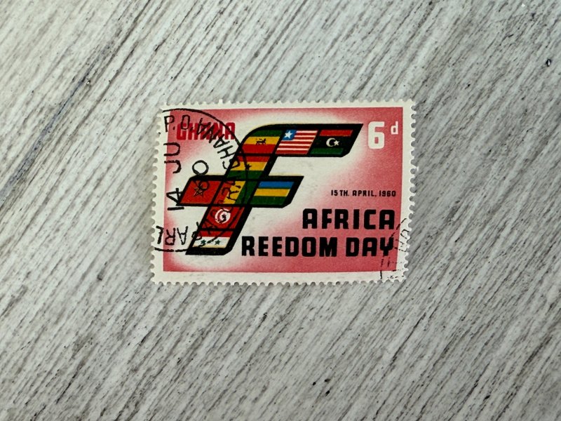 Ghana #76 Used, 6p, Flags Forming F and Map,  2024 SCV $0.25