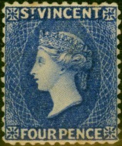 St Vincent 1883 4d Ultramarine-Blue SG43x Wmk Reversed Good Mtd Mint