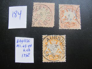 Germany BAVARIA USED 1876 MI. 43-44a+b VF 175 EUROS (184)