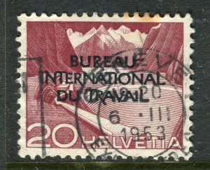 SWITZERLAND; 1930s-40s BUREAU INTERNATIONAL Optd issue used 20c. value