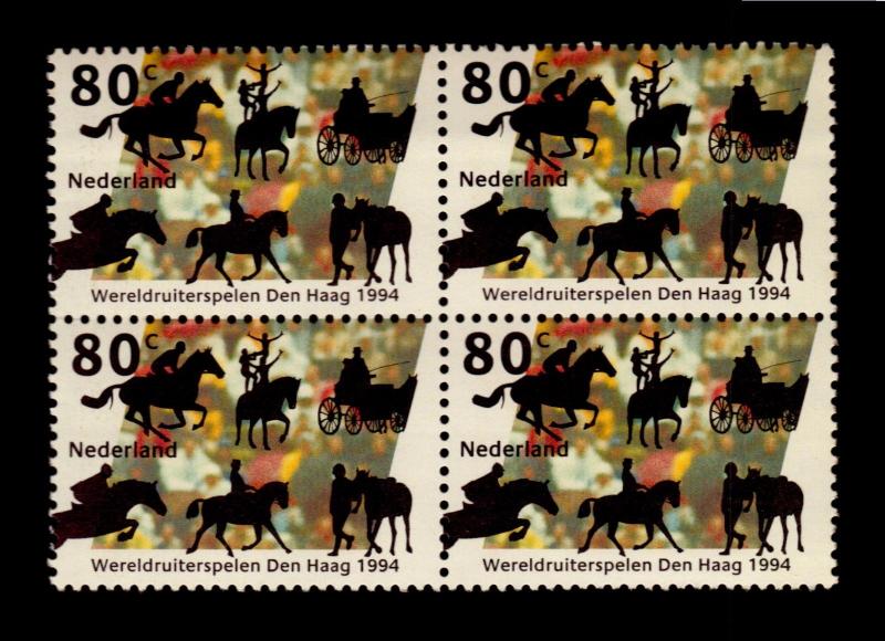 NETHERLAND HORSE SPORT CIRCUS MNH BLOCK OF 4 STAMPS