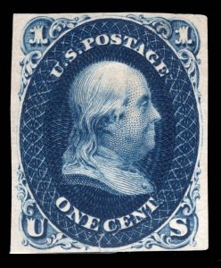 US # 63-E11a INDIGO PREMIERE GRAVURE DIE ESSAY ON INDIA $1,500 LOT #16388-24