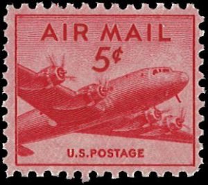 U.S. Scott # C33  1947 5c car  DC-4 Skymaster, Small Plane  mint-nh- vf