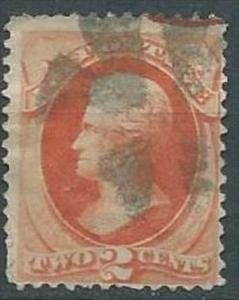 USA 1875 C. P. YELLOWISH H. P. JaCkson 2c USED SC 180 YV 58a MI 47a SG 182