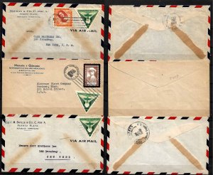 DOMINICANA DOMINIC REPUBLIC STAMPS, 1940 3 COVERS TO USA