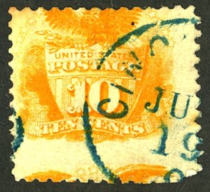 U.S. #116 USED BLUE CANCEL SPLIT GRILL