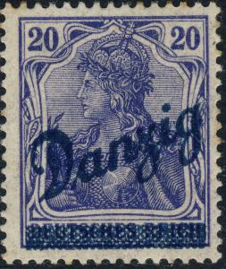 DANZIG - 1920 - Mi.23 20pf deep violet-blue - Mint*