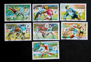 Stamp VIET NAM Sc# 2082-2088 Used CTO 1990 WORLD CUP SOCCER  ITALY