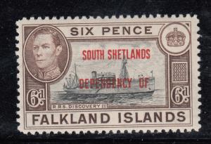 Falkland Islands Dep. 1944 MH Scott #5L6 6p R.R.S. Discovery II South Shetlan...