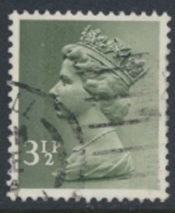 GB  Machin 3½p X858 2 Phosphor bands  Used  SC#  MH39  see scan and details