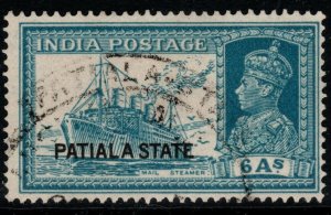 INDIA-PATIALA SG89 1937 6a TURQUOISE-GREEN FINE USED