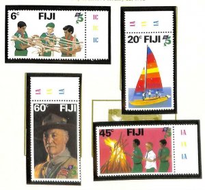 BOY SCOUTS FIJI SCOTT #458-61 STAMP SET IN SINGLES & GUTTER PAIRS MNH 1982