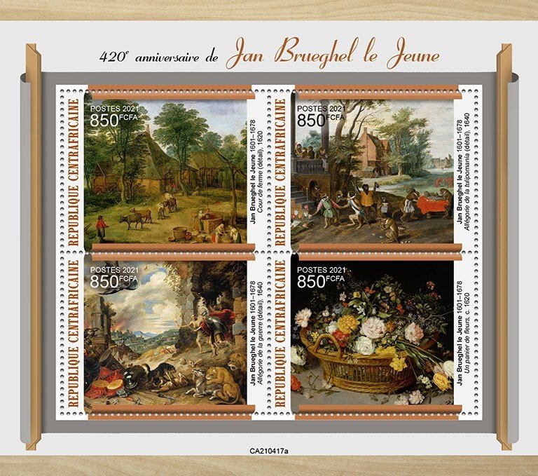 C A R - 2021 - Jan Brueghel the Younger - Perf 4v Sheet - Mint Never Hinged