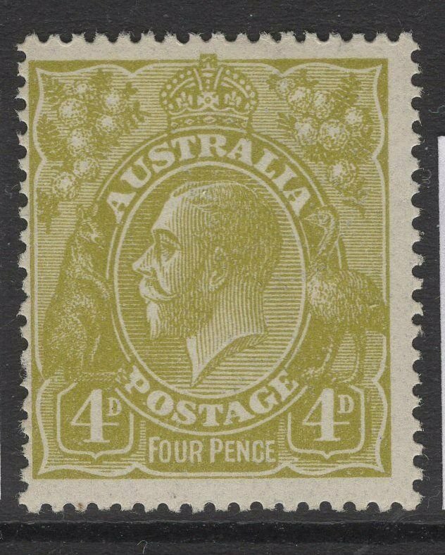 AUSTRALIA SG80 1924 4d OLIVE-YELLOW MTD MINT