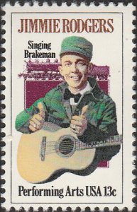 # 1755 MINT NEVER HINGED ( MNH ) JIMMIE RODGERS AND LOCOMOTIVE