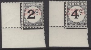 ST.LUCIA SGD11/2var 1967 UNISSUED 2c&4c DUES OVERPRINTED STATEHOOD IN RED MNH